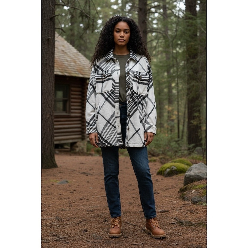 Future Collective Shacket Overshirt Jacket Womens XL Plaid Oversized cabincore